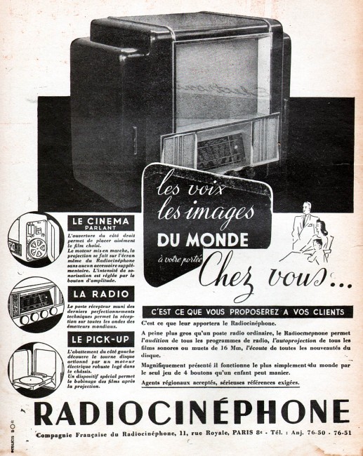 Werbung fürs Radiocinéphone